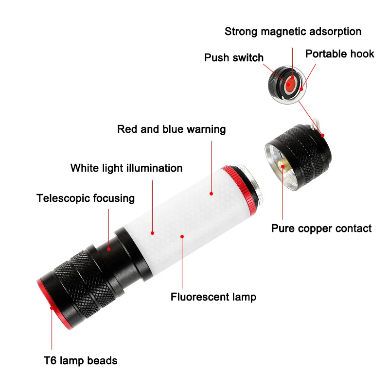 

Multifunction Magnetic Pocket Flashlight 6 Modes Dimmable Waterproof Torch L23