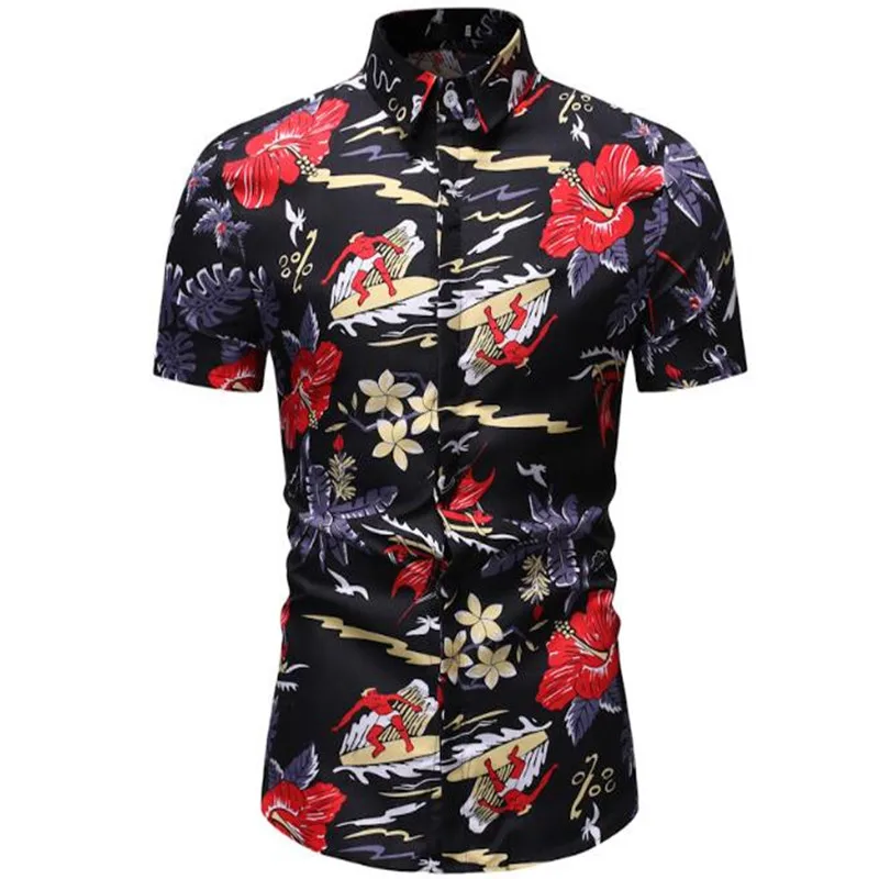 

Summer new high quality men's fashion casual printed short-sleeved shirt