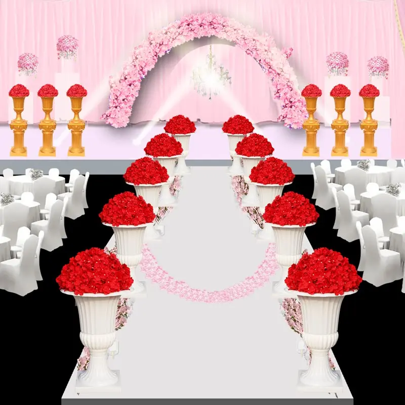 

Пластиковый дорожный свинцовый Римский столбик и цветы шар Свадебный декор Цветочная стена фон стол центральный стол Гортензия пион