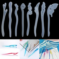 1pcs hairpin silicone mold hair stick resin mould uv headdress hair pin epoxy resin casting molds for jewelry hair clips tools
