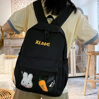 est transparent pvc cartoon rabbit embroidery letters girls school backpack preppy shoulders female back pack book schoolbags