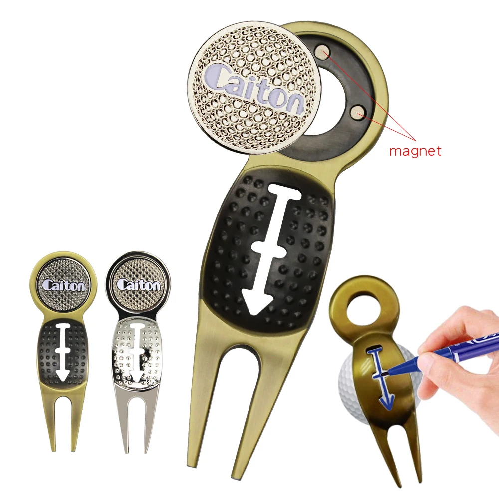 1Pcs Golf Divot Repair Tool Stainless Magnetic Detachable Green Fork Pitch Groove Cleaner Pitchfork Sport Accesories - купить по