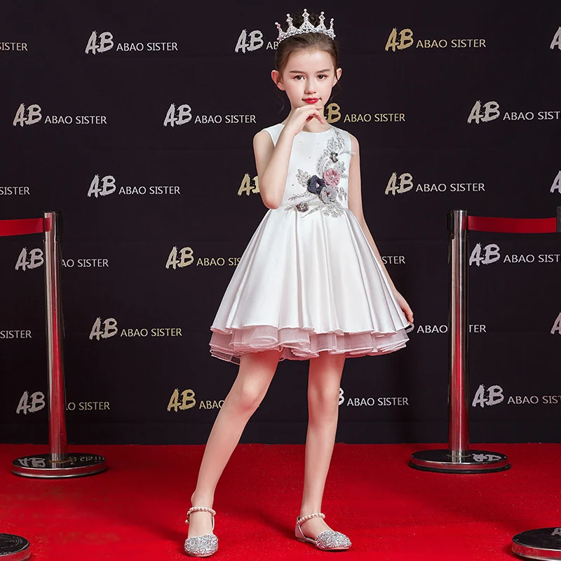 

Birthday Girl Dress Wedding Pink Elegant Princess Party Flower Girl Dresses Kids Prom Evening Vestido Festa Dresses AE50GD