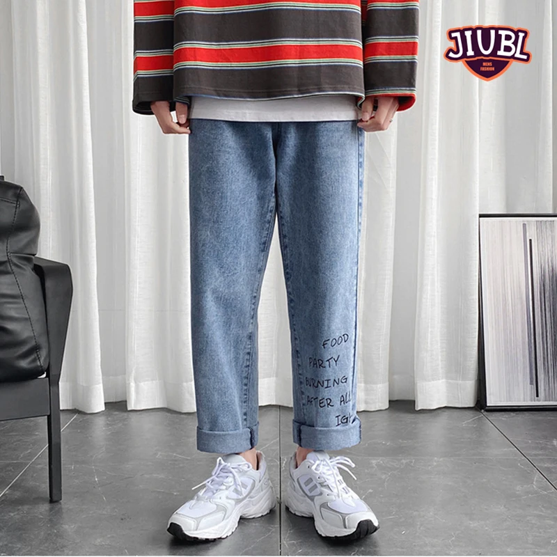 JIUBL Solid Color Men's Denim Harem Pants 2020 streetwear Men Loose Joggers Trousers M-5XL Casual Jeans | Мужская одежда