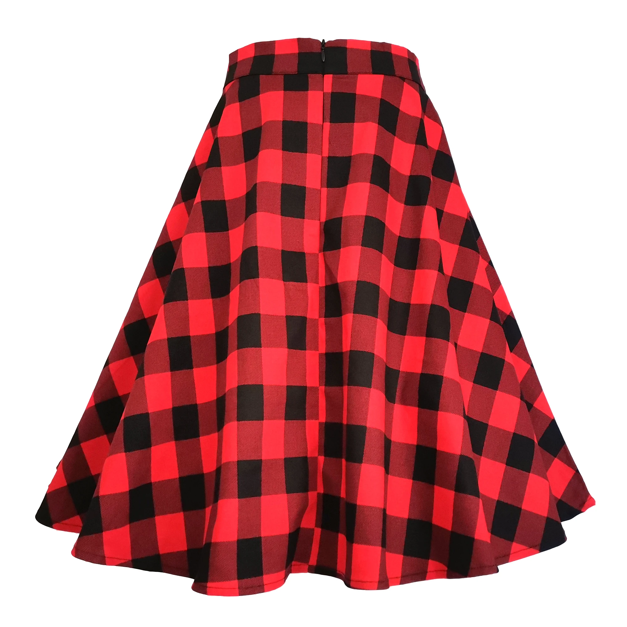 Желтая красная клетчатая юбка средней длины с высокой талией Женская винтажная