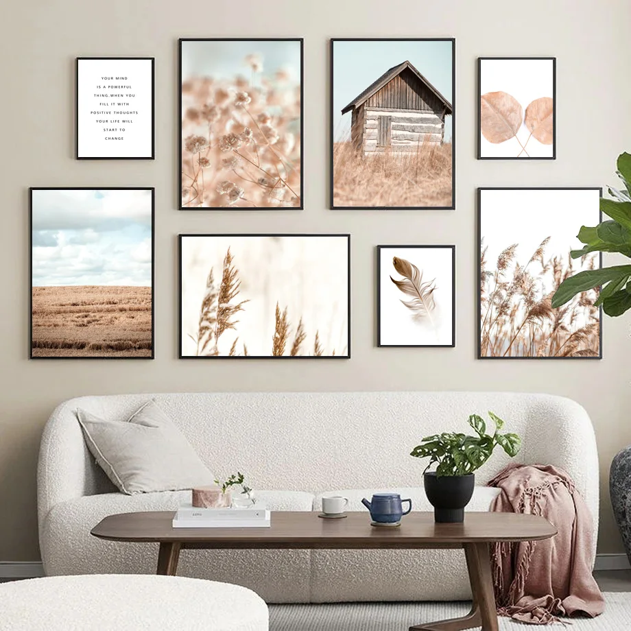 Картина на холсте хлопковая с принтом в виде ветвей и цветов для украшения