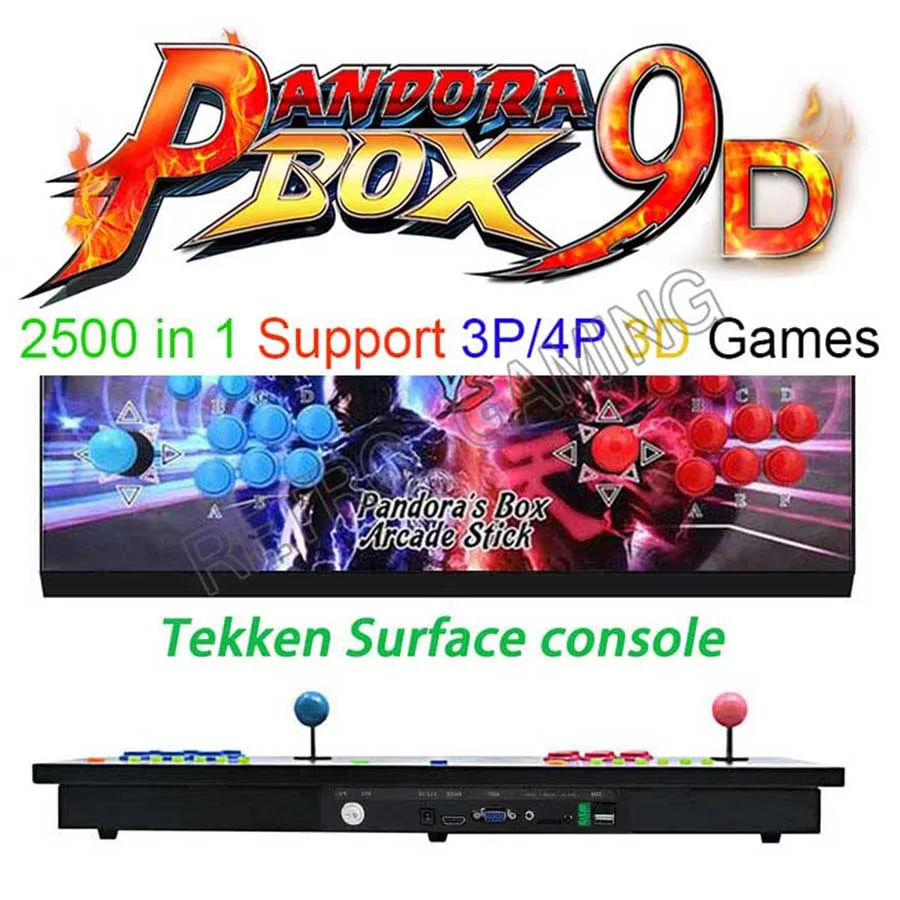Встроенный Pandora box 9d 2500 В 1 аркадная игровая консоль поддержка 3P 4P игровой usb-геймпад Plug and play Поддержка 3d игры mutal Kombat