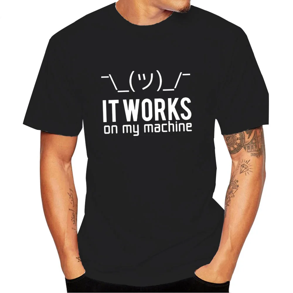 Men's Funny Geek T-Shirt - It Works on My Machine Short Sleeve O-Neck Programmer Tee - Casual Summer Graphic Tops image 3