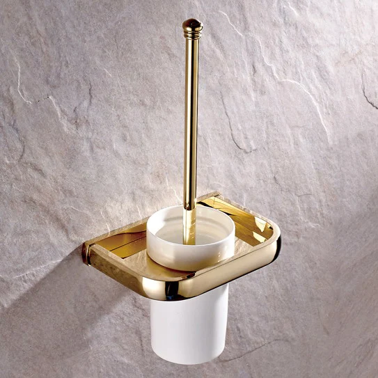 

Luxury Gold Color Brass Moden Bathroom Accessories Wall Mounted Bathroom Hardware Sets Towel Bar LJ019