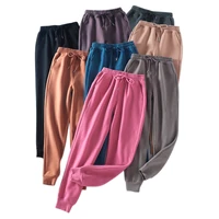 tangada 2021 winter women woolen pants cargo strethy waist pants loose trousers joggers female sweatpants high quality 7m2