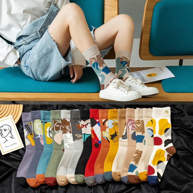 10 pieces = 5pairs Socks Women Ins Fashion Socks Street 2020 Japanese and Korean-Style Cotton Art Creative Fashion women Socks