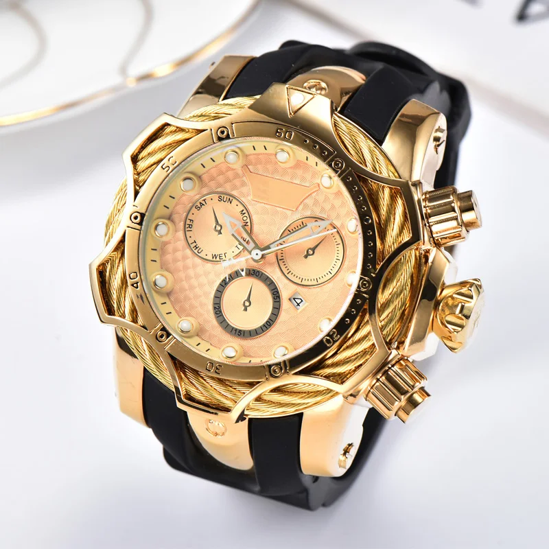 

2021 New Brand Watch Male Large Dial Rubber Strap Oversized Quartz Watch Classic Brand Designer Sports Waterproof Zegarki