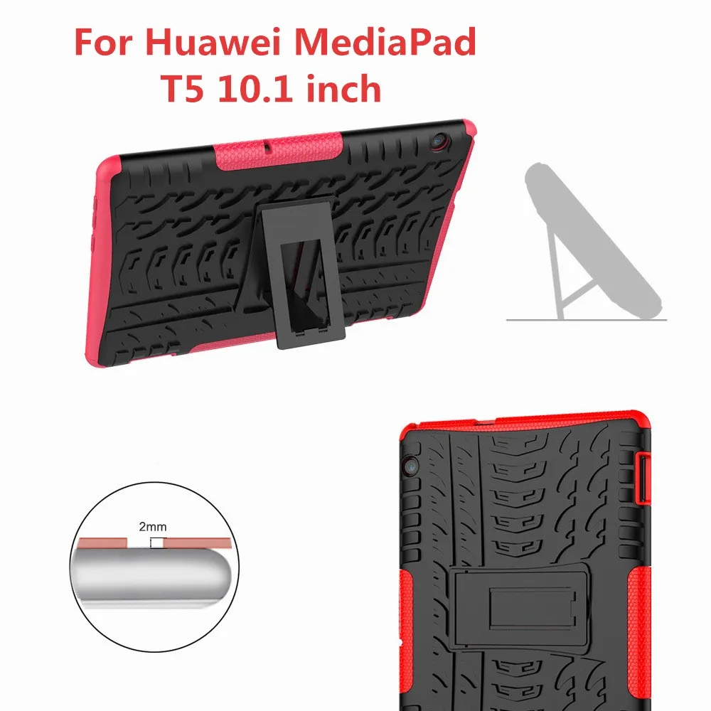 

KQJYS Hybrid PC + TPU Silicone Armor Frame Flat Protection Back Cover for Huawei MediaPad T5 10.1 inch Full Body Shock Cover