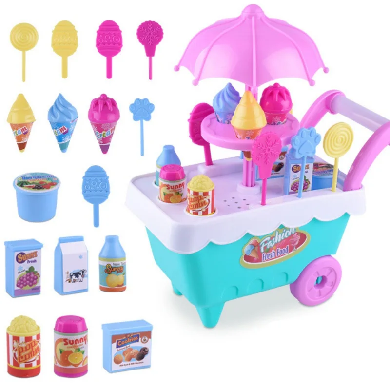 

Children Pretend Play Toys Simulation Candy Music Ice Cream Car Toy Ice Cream Set 2022 Early Education Toys for Kids Girl Gifts