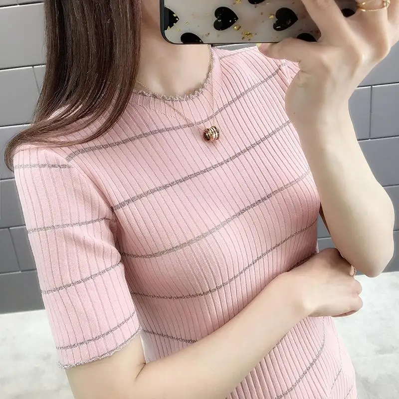 

2020 new women's icy SILK STRIPE sweaters 28-9472