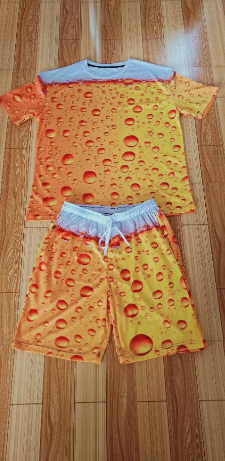 Мужские комплекты летняя спортивная одежда для отдыха бега 3d пива Мужская костюм