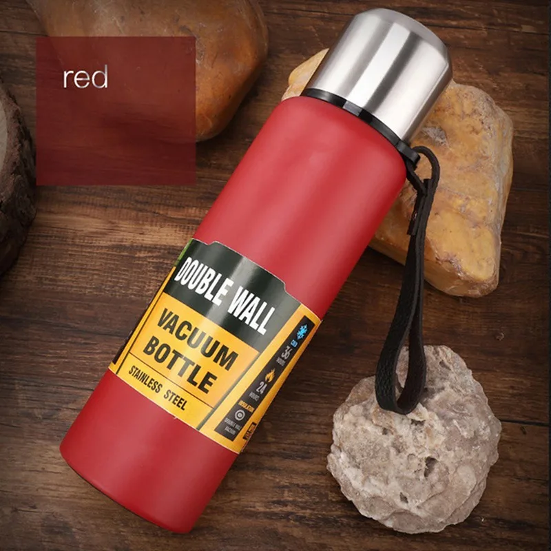 Новая термос-бутылка из нержавеющей стали на 1 литр для чая, портативная с большой вместительностью, изолированная вакуумной крышкой, для путешествий.