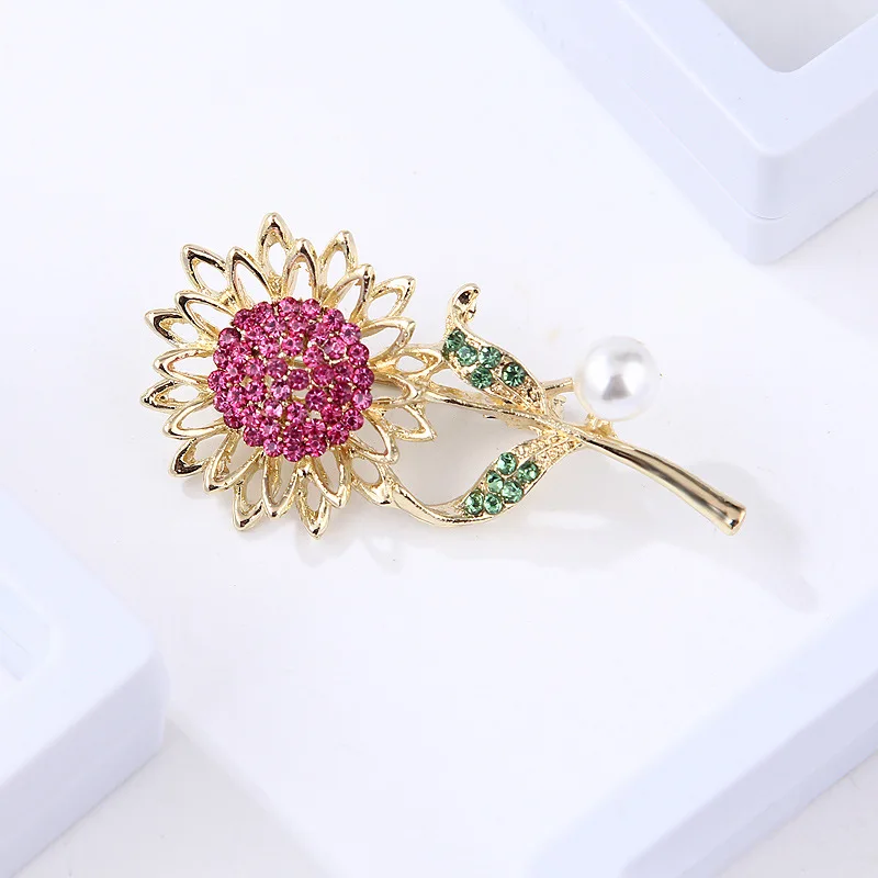 Rhao розово-красная брошь в виде подсолнуха стразы женские универсальные
