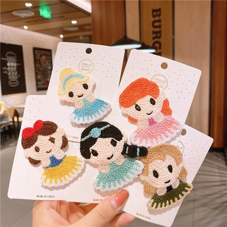 

Cute Cartoon Princess Hairpins Woolen Knitted Ornament Hair Clips Bang Hairgrips For Girls New Year Gifts For Children Headwear