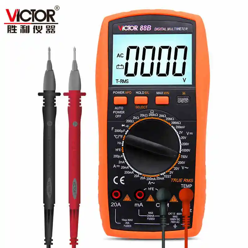 

VICTOR VC88C/VC88D/VC88E Digital Multimeter High-Precision Smart Multi-Function Electrician Repair Measurable Frequency Backligh