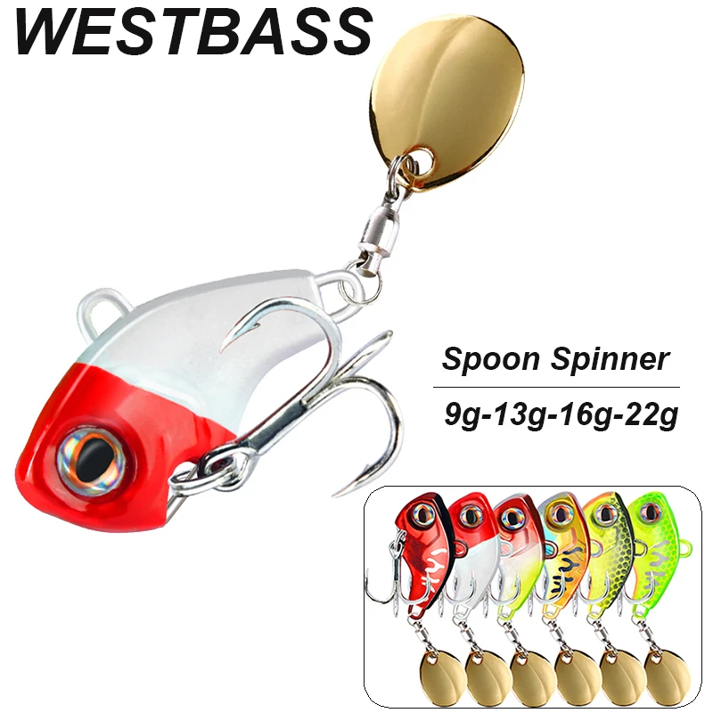 

WESTBASS 6PCS Vibe Spoon Spinner Baits 9-13-16-22g VIB Lures With Rotating Sequin Metal Jigs Wobblers Sinking Jigging Swimbaits