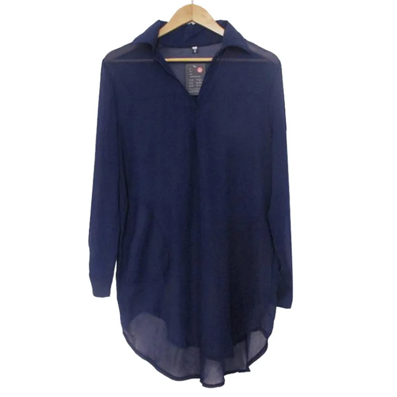 dark blue2 Женские свободные однотонные платья с отложным воротником, повседневные женские офисные платья-рубашки на пуговицах, летние весенние платья с длинным рукавом Vestidos - Цвет: dark blue2