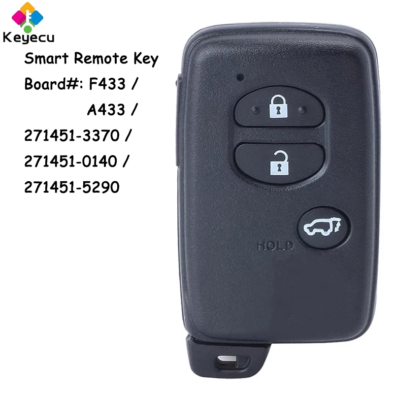 

KEYECU Smart Prox дистанционный ключ с 3 кнопками для Toyota Prado Txl с платой Venza ID: F433 / A433 / 271451-3370 / 0140 / 5290