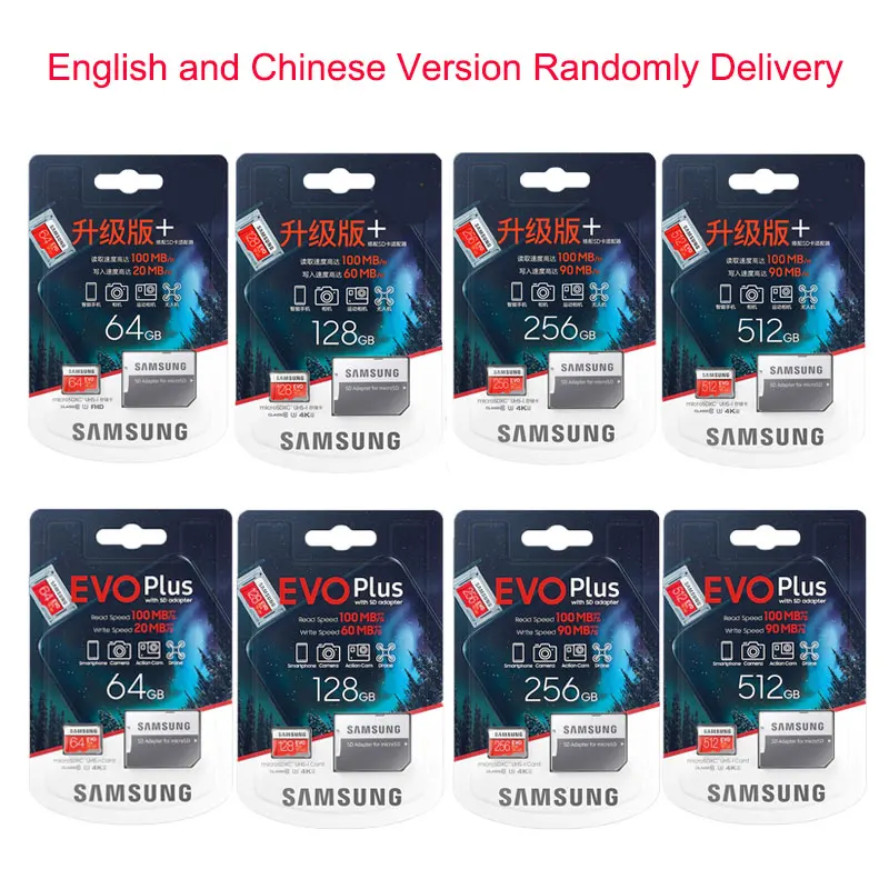 Samsung micro sd карты памяти evo + 128 гб 100 МБ/с. sdxc c10 u3 UHS I MicroSD TF Карта Плюс Г Класса 10 3 100%