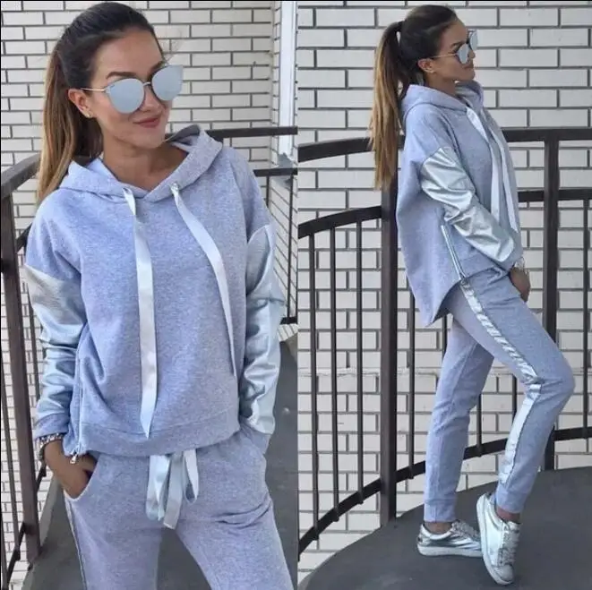 Женский спортивный костюм с длинными рукавами Повседневная Толстовка капюшоном