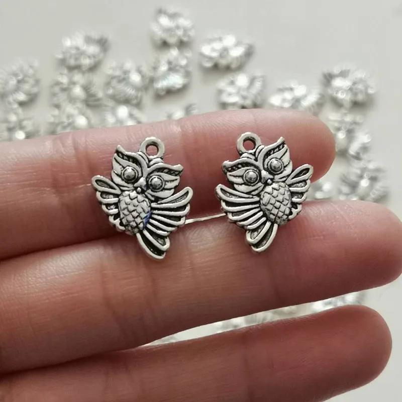 

Alloy Charms Antique Silver Plated Alloy Qute Owl Charm Pendant Handmade Hanging Crafts 15x19mm