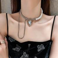 punk chain women pendant aesthetic korean fashion necklac female popular now new 2021 vintage classic casual pearl boho street