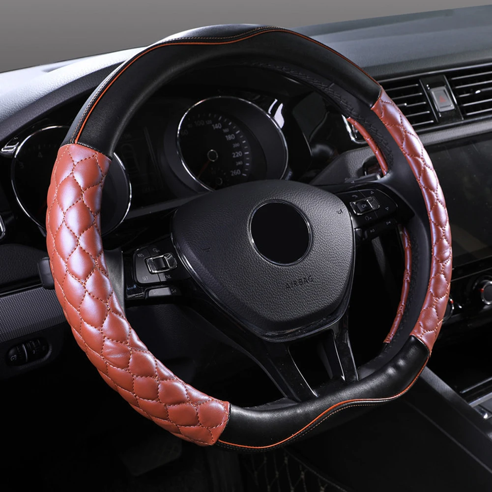 38 см Кожаный чехол рулевого колеса автомобиля защитный для Audi Toyota Honda Cadillac Volvo BMW