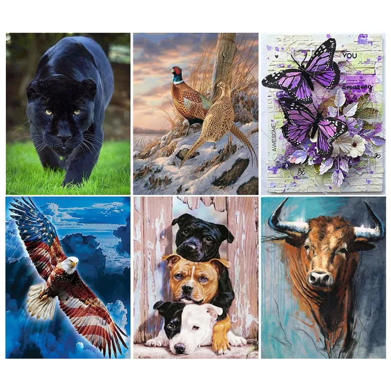 

Алмазная 5D картина ARMYQZ «сделай сам», вышивка крестиком, животное, леопард, собака, Бабочка, домашний декор, полное стразы, инкрустация, алмаз...