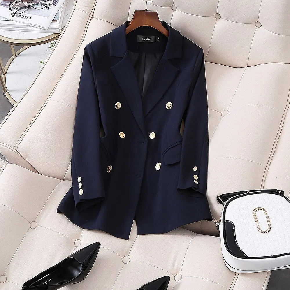 

Newest Office Work Wear Pant Suit OL 2 Piece Sets Double breasted Blazer Jacket Trousers Suit Set For Women Size