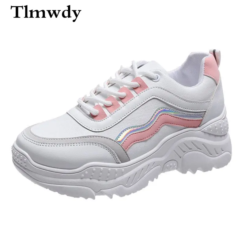 

New Women's Casual Shoes Fashion Comfortable Leather Casual Shoes Spring Women's Reflective Increased Women's Vulcanized Shoes