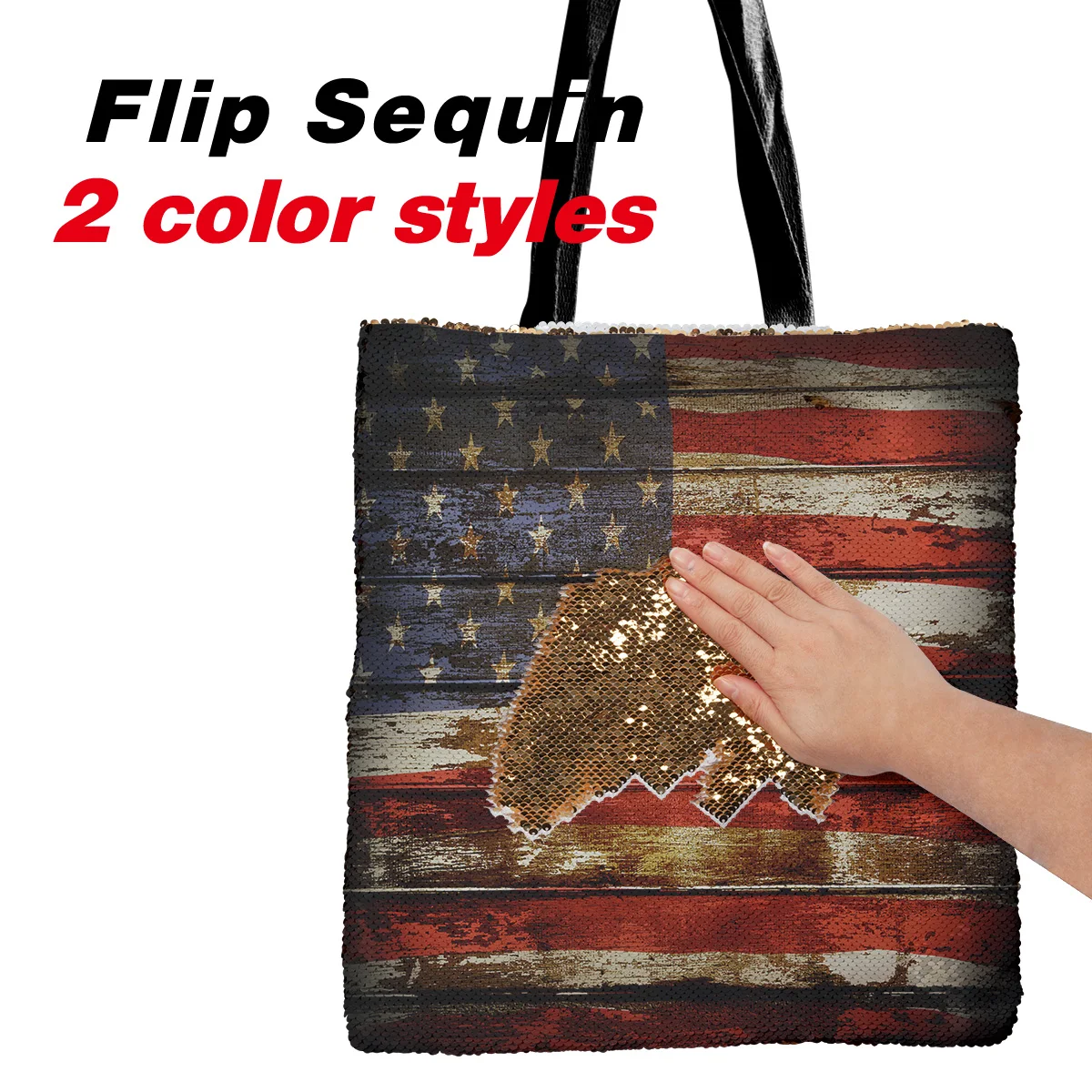 Сумка на плечо с изображением американского флага и деревянного фона женские