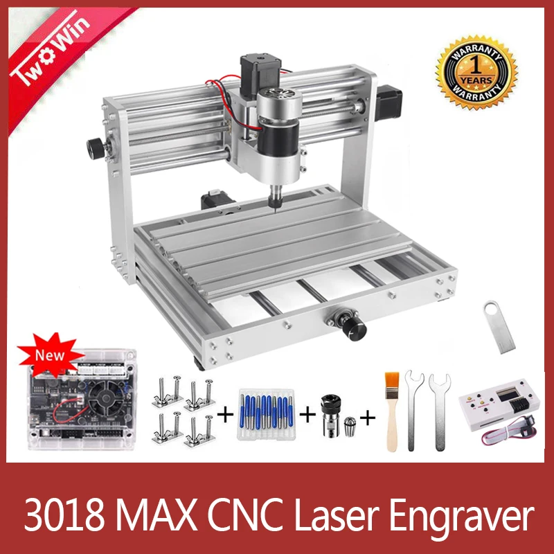Гравировальный станок CNC 3018 Pro Max с ЧПУ управление GRBL шпиндель 200 Вт лазерный