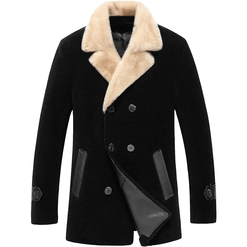 

JCHB 2021 Real Fur Coat Men 80% Wool Mens Jackets and Coats Autumn Winter Male Jacket Plus Size 4xl Casual Ropa Hombre Pph2480