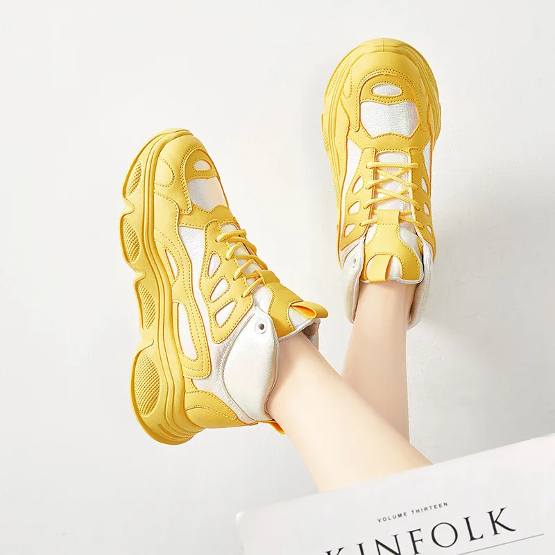 Женская модная спортивная обувь на платформе Новинка 2019 года Корейская версия