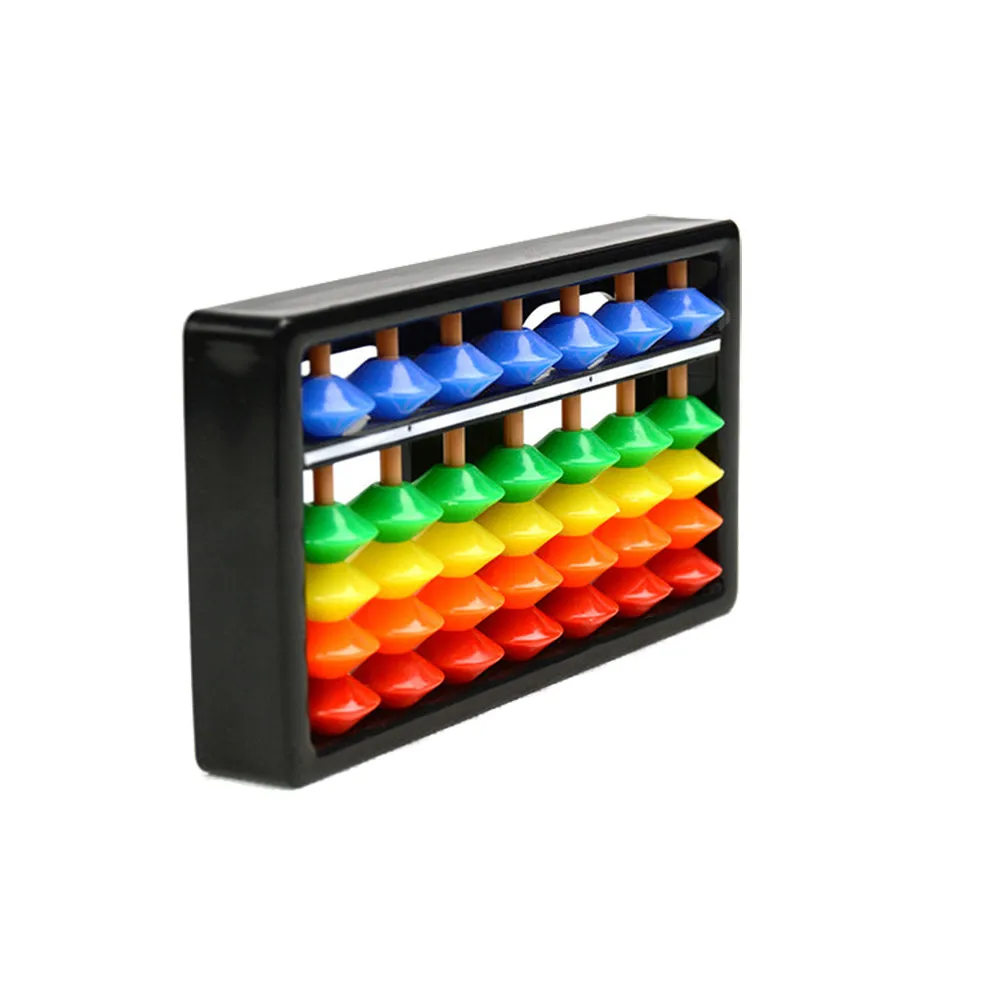 Портативные пластиковые Abacus 7 стержней красочные бусины арифметические счеты