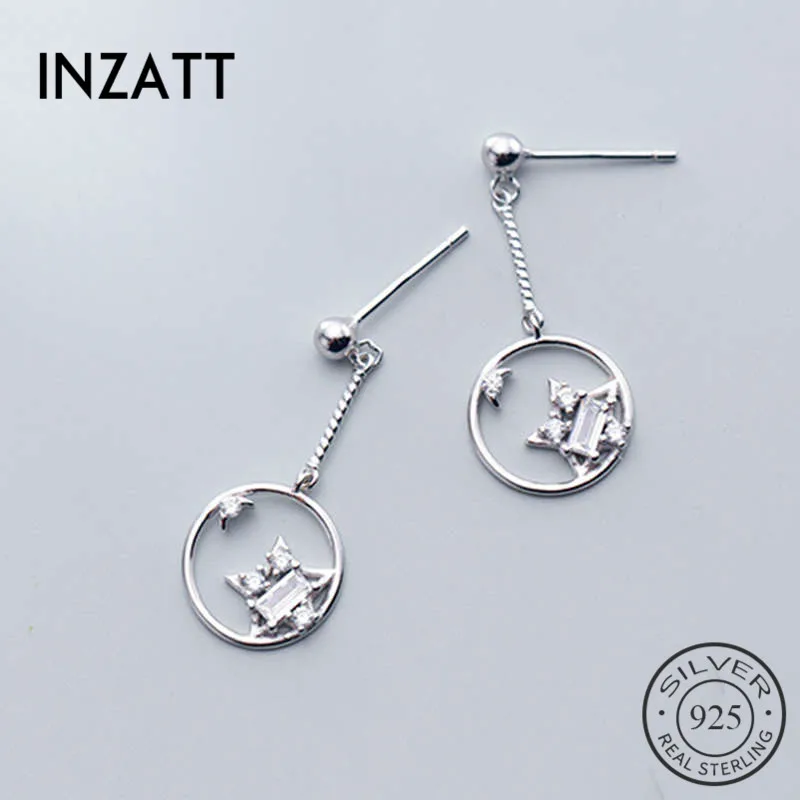 

Женские серьги-гвоздики со звездой INZATT, из настоящего серебра 925 пробы с цирконием, вечерние ювелирные украшения на день рождения