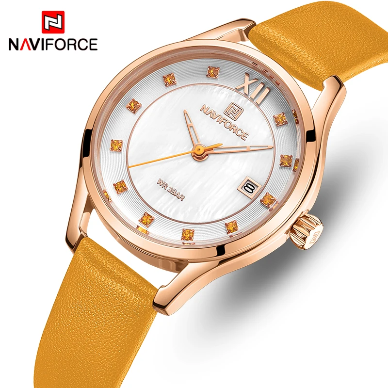 NAVIFORCE женские часы розовое золото Топ бренд роскошные для женщин кварцевые
