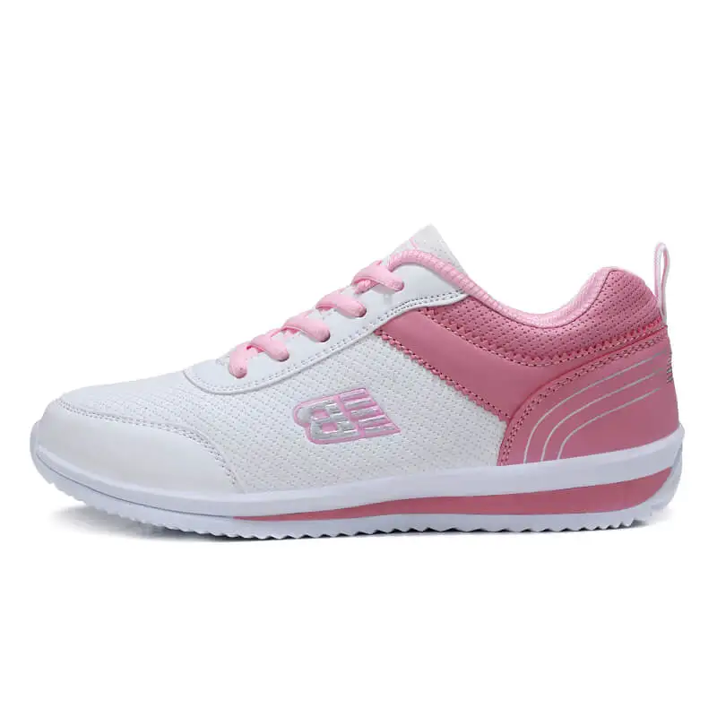 Size 35-41 New Fashion Tennis Shoes for Women Ultra-light Leather Blue Sneakers Gym Sport Shoes Tenis Feminino Basket Femme - Цвет: White Pink