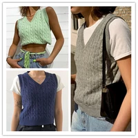woman sweater knitted top vest v neck fashion pullover sweater college style tops female sweater basic girls autumn sweater vest