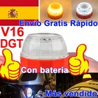 Вспомогательный светодиодный аварийный светильник V16 Dgt, аварийный сигнал SOS, одобрен DGT, фонарик безопасности, предупреждающий Янтарный Белый стробоскоп, светильник дорожных происшествий