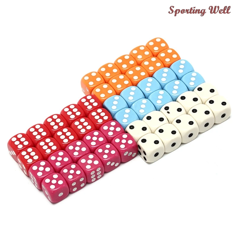 

10Pcs 14mm Six Sided Spot Fun Board Game Dice Games Party Gambling Game Dices