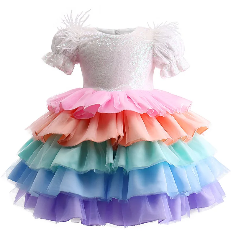 

Sequin Girls Princess Dress for Baby Pageant Evening Communion Formal 1 Years Birthday Party Dresses Kid Children Wedding Clothe