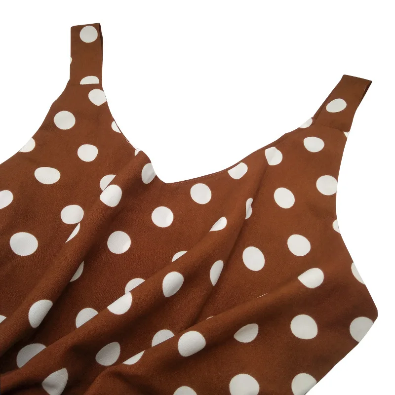 

Women Sexy V Neck Polka Dot Print Tank Tops Ladies Backless Chiffon Wide Camisole 2021 Summer Elegant Fashion Female Casual Top