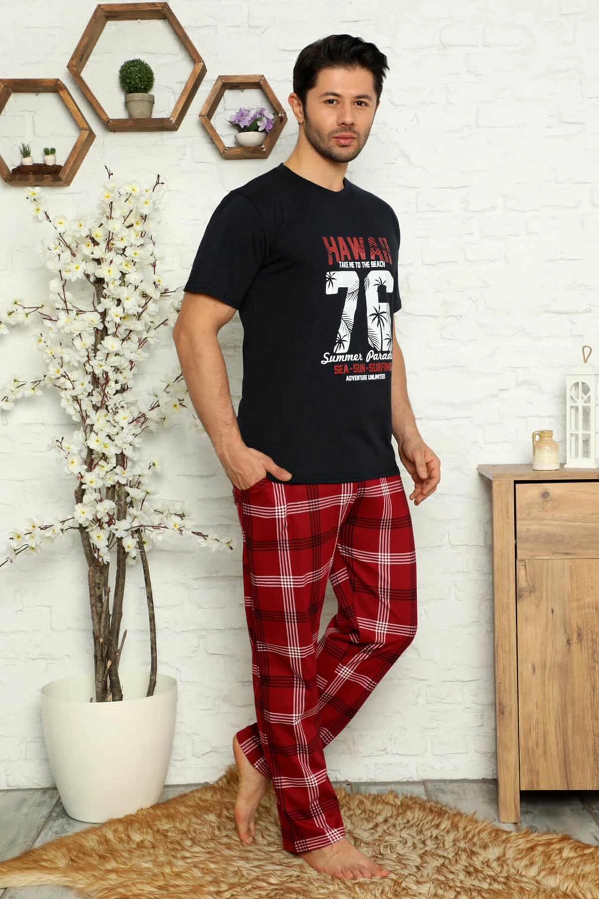 Autumn Winter Men's Cotton Pajamas Letter Striped Sleepwear Cartoon Pajama Sets Casual Sleep & Lounge Pyjamas Plus Size 2XL Pajamas
