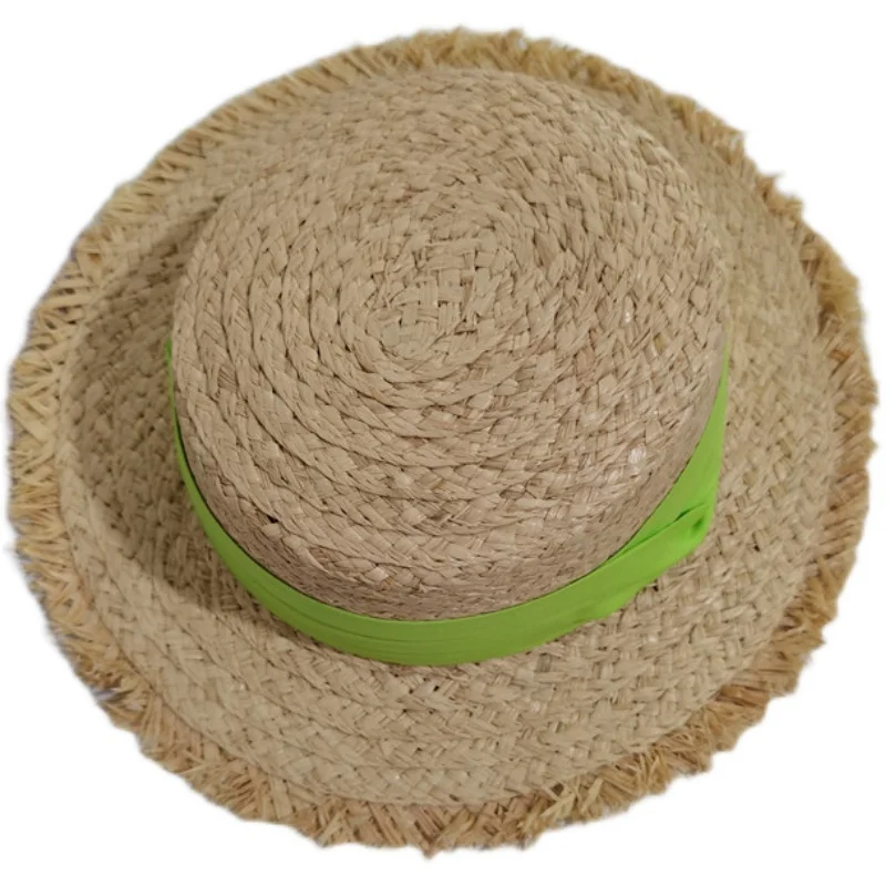 

Sun Caps Ribbon Round Flat Top Raffia Straw Fedora Panama Hat Summer Hats For Kid Child Straw Hat Snapback Gorras Sun Gorros